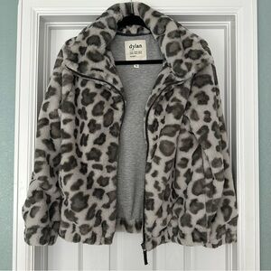 Dylan Faux Fur Leopard Print Coat Jacket‎ Gray Size XS Small